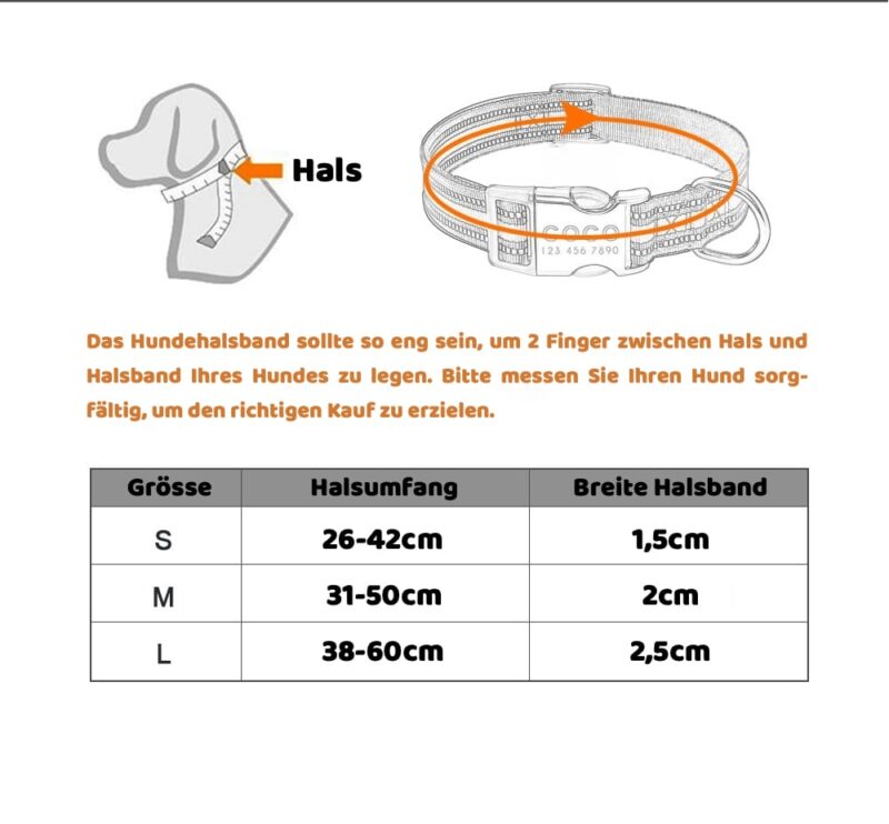 Grössentabelle Hundehalsband 2.1